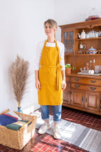 Load image into Gallery viewer, 100% Linen Italian Apron in Mustard Yellow
