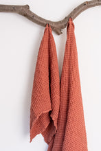 Load image into Gallery viewer, Linen Waffle Hand Towel in Peach