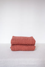 Load image into Gallery viewer, Linen Waffle Hand Towel in Peach