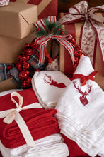 Load image into Gallery viewer, 100% Linen Table Runner in Christmas Red Small