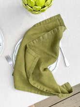 Load image into Gallery viewer, 100% Linen Classic Napkins in Olive - Set of 4