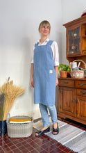Load image into Gallery viewer, 100% Linen Japanese Apron in Sky Blue