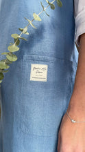 Load image into Gallery viewer, 100% Linen Japanese Apron in Sky Blue