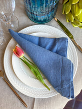 Load image into Gallery viewer, 100% Linen Classic Napkins in Sky Blue - Set of 4