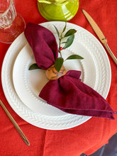 Load image into Gallery viewer, 100% Linen Classic Napkins in Bordeaux - Set of 4
