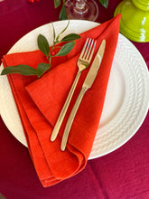 Load image into Gallery viewer, 100% Linen Classic Napkins in Salamander Orange - Set of 4