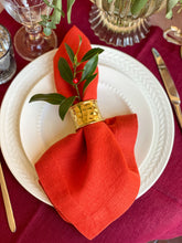 Load image into Gallery viewer, 100% Linen Classic Napkins in Salamander Orange - Set of 4