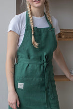 Load image into Gallery viewer, 100% Linen Italian Apron in Pine Green