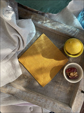 Load image into Gallery viewer, Linen Coasters - Mustard Yellow Set Of 4 5X5