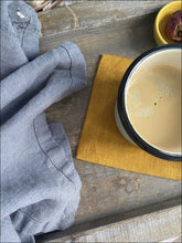 Load image into Gallery viewer, Linen Coasters - Mustard Yellow Set Of 4 5X5