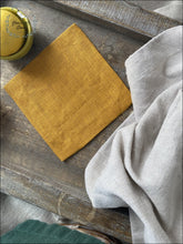 Load image into Gallery viewer, Linen Coasters - Mustard Yellow Set Of 4 5X5