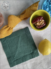 Load image into Gallery viewer, Linen Coasters - Pine Green Set Of 4 5X5