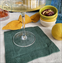 Load image into Gallery viewer, Linen Coasters - Pine Green Set Of 4 5X5