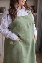 Load image into Gallery viewer, 100% Linen Japanese Apron in Thyme
