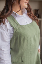Load image into Gallery viewer, 100% Linen Japanese Apron in Thyme
