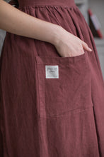 Load image into Gallery viewer, 100% Linen Cottage Dress Apron in Maroon
