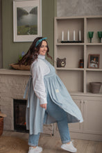 Load image into Gallery viewer, 100% Linen Cottage Dress Apron in Light Blue
