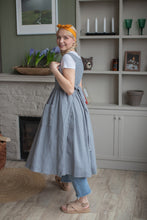 Load image into Gallery viewer, 100% Linen Cottage Dress Apron in BlueGrey
