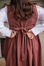 Load image into Gallery viewer, 100% Linen Cottage Dress Apron in Maroon
