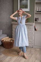 Load image into Gallery viewer, 100% Linen Cottage Dress Apron in Light Blue
