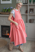 Load image into Gallery viewer, Copy of 100% Linen Cottage Dress Apron in Coral
