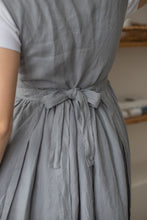 Load image into Gallery viewer, 100% Linen Cottage Dress Apron in BlueGrey
