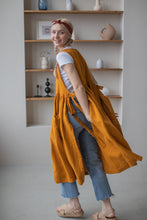 Load image into Gallery viewer, 100% Linen Cottage Dress Apron in Turmeric
