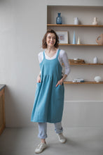 Load image into Gallery viewer, 100% Linen French Apron in Azure

