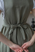 Load image into Gallery viewer, 100% Linen Cottage Dress Apron in Thyme
