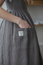 Load image into Gallery viewer, 100% Linen Cottage Dress Apron in Iron Grey
