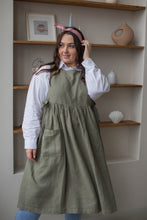 Load image into Gallery viewer, 100% Linen Cottage Dress Apron in Thyme
