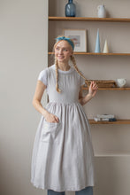Load image into Gallery viewer, 100% Linen Cottage Dress Apron in Silver
