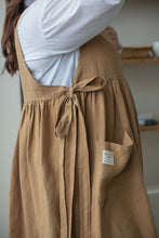 Load image into Gallery viewer, 100% Linen Cottage Dress Apron in Caramel
