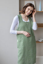 Load image into Gallery viewer, 100% Linen Japanese Apron in Thyme
