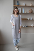 Load image into Gallery viewer, 100% Linen Japanese Apron in Light Grey
