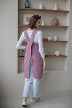 Load image into Gallery viewer, 100% Linen Japanese Apron in Lavender
