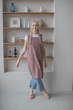 Load image into Gallery viewer, 100% Linen Japanese Apron in Mauve
