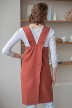 Load image into Gallery viewer, 100% Linen Japanese Apron in Terracotta
