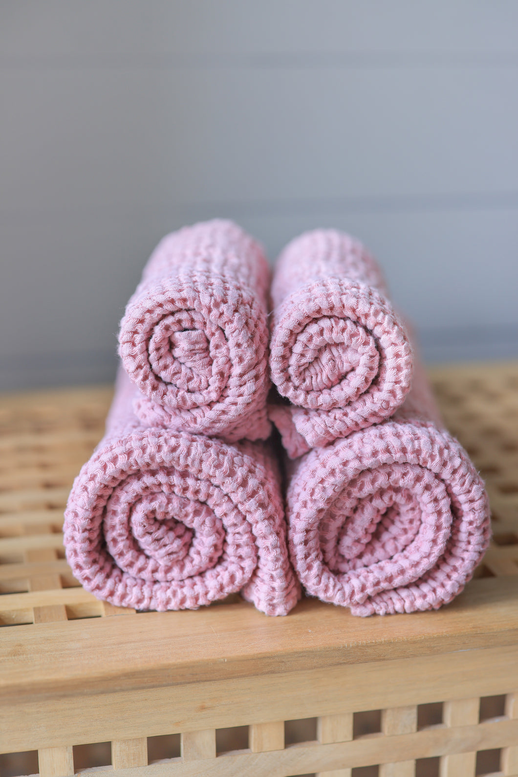 Linen Waffle Hand Towel in Rose