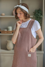 Load image into Gallery viewer, 100% Linen Japanese Apron in Mauve
