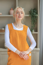 Load image into Gallery viewer, 100% Linen Japanese Apron in Mustard Yellow
