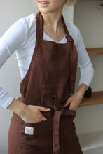 Load image into Gallery viewer, 100% Linen Italian Apron in Chocolate
