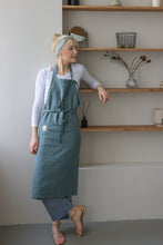 Load image into Gallery viewer, 100% Linen Italian Apron in Pine Blue
