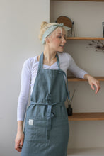 Load image into Gallery viewer, 100% Linen Italian Apron in Pine Blue
