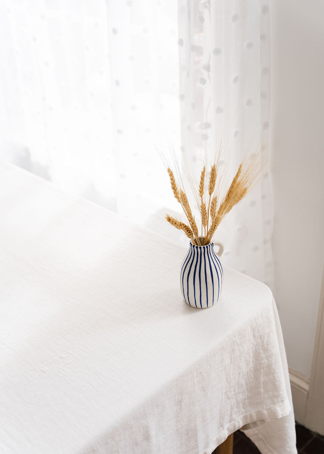 100 % Linen Tablecloth in Simple White - 55