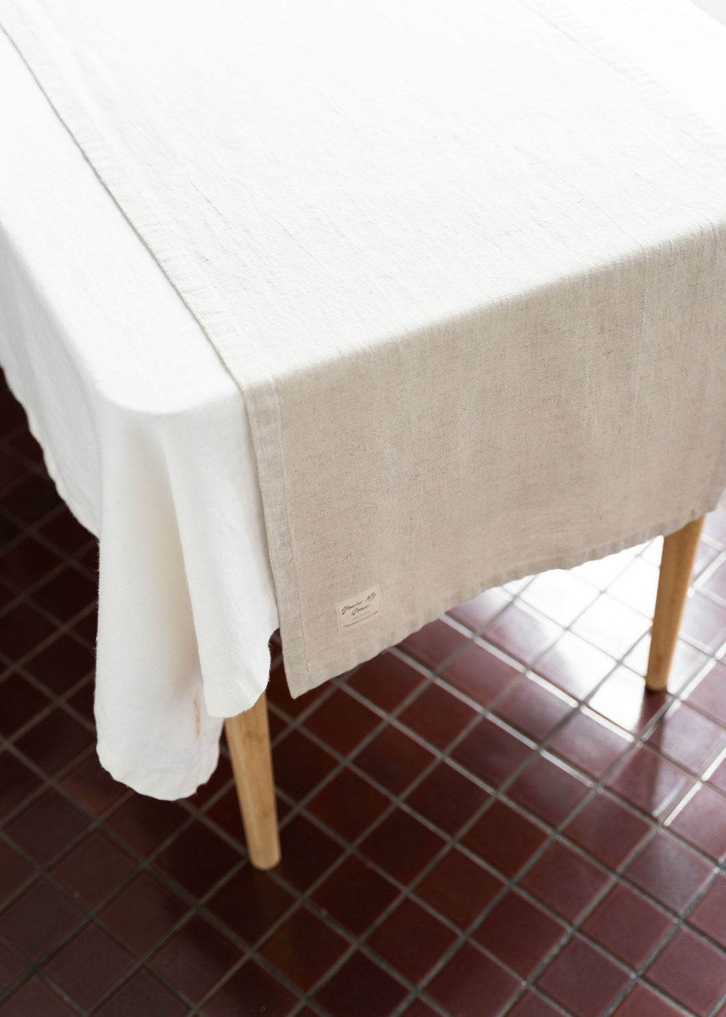 100% Linen Table Runner in Natural Large