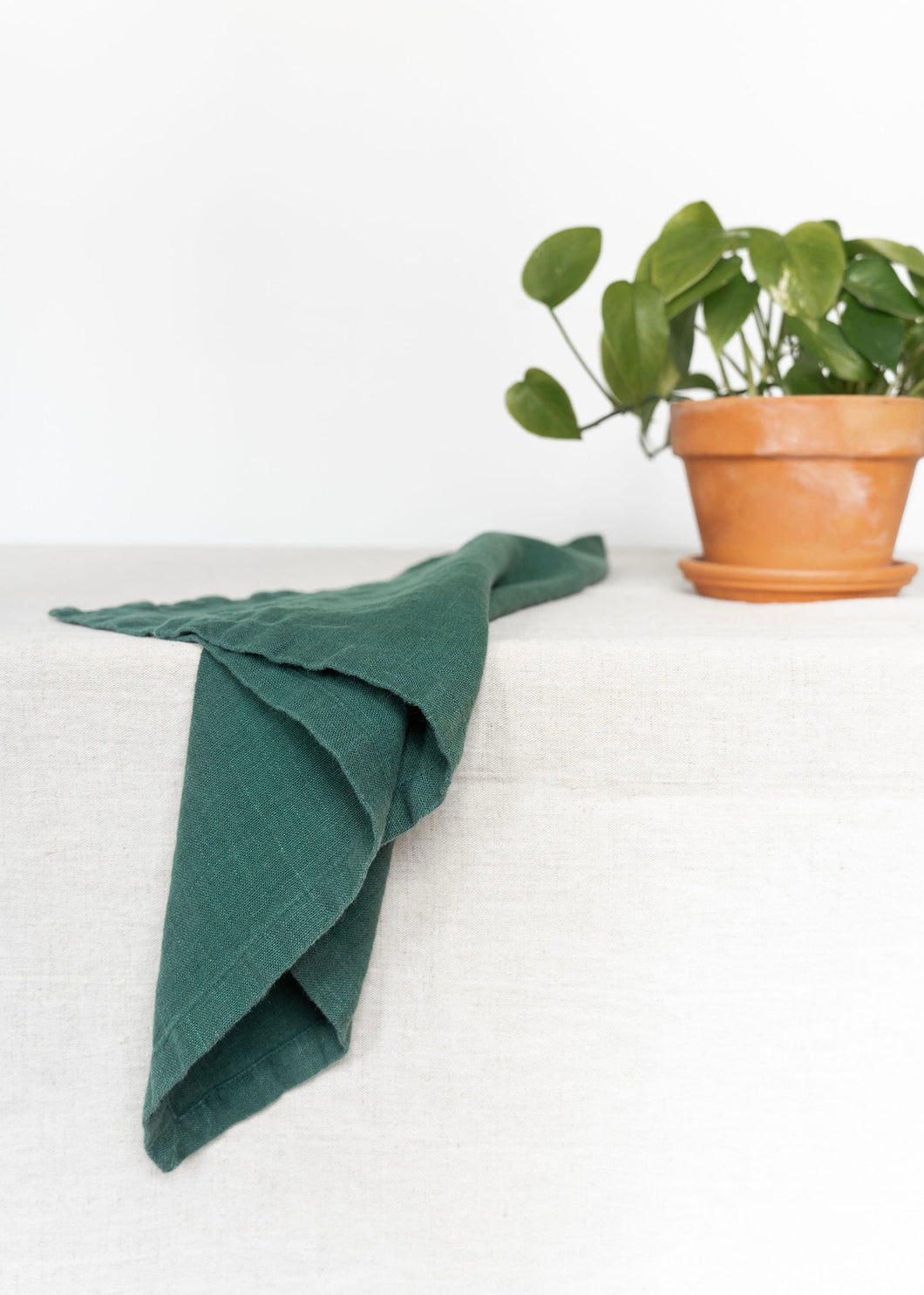 100% Linen Classic Napkins in Pine Green - Set of 4