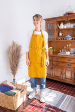 Load image into Gallery viewer, 100% Linen Italian Apron in Mustard Yellow
