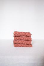 Load image into Gallery viewer, Linen Waffle Face Towel in Peach - Set of 2
