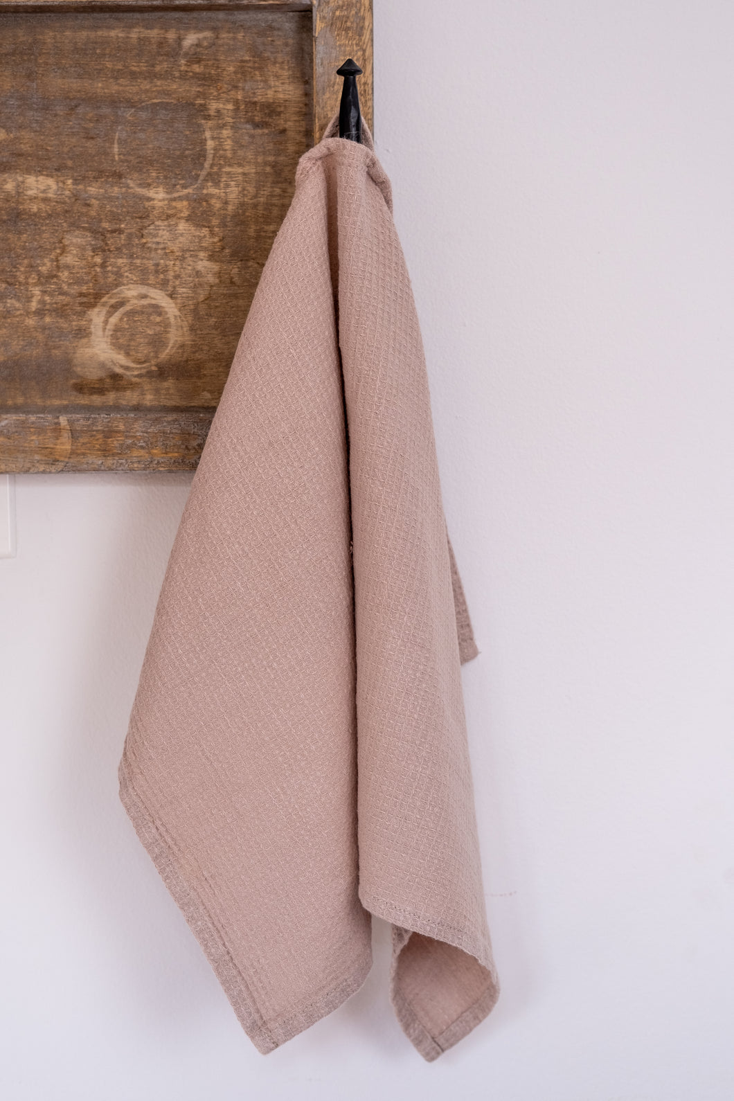 Linen Waffle Kitchen Towel in Taupe  - Set of 2